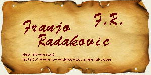 Franjo Radaković vizit kartica